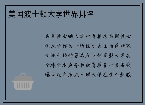 美国波士顿大学世界排名